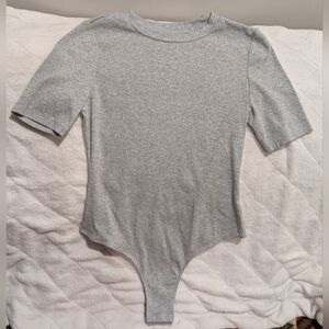 SHEIN Gray Ribbed Bodysuit One Piece